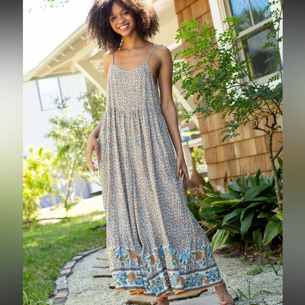 NATURAL LIFE, Zoe Jumpsuit, Cream Floral Border, Size SMALL